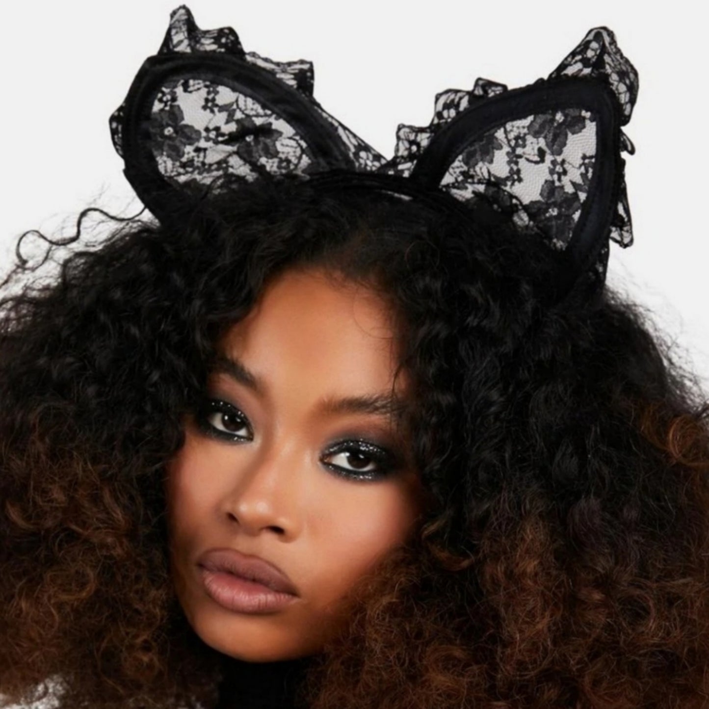 Lacey Cat Ears Headband | Attack Mode | Black Floral Cat Headband - Starline - Headbands