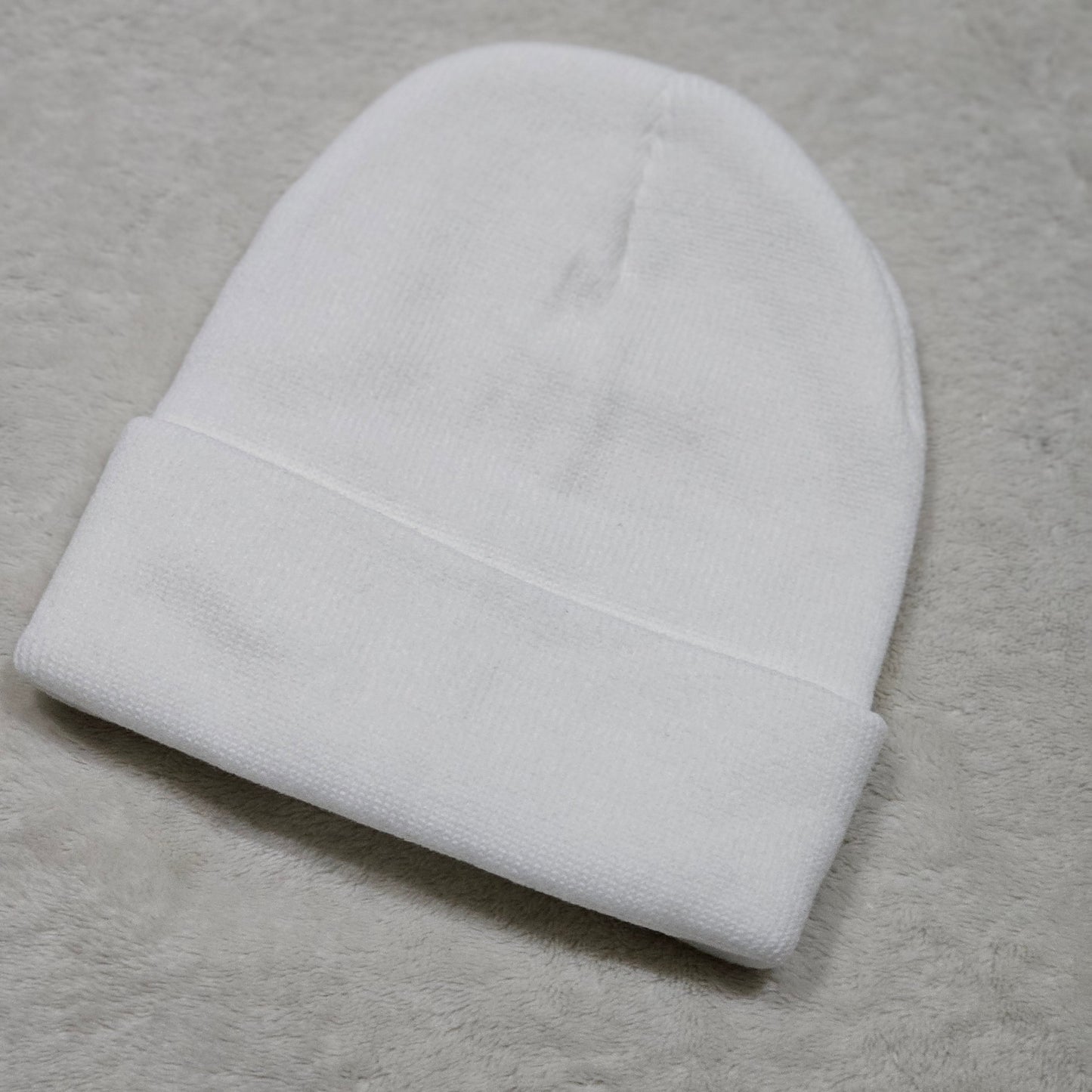 Unisex Embroidered Weed Leaf Beanie | Solid White with Green Pot Leaf at Front - A Gothic Universe - Beanies