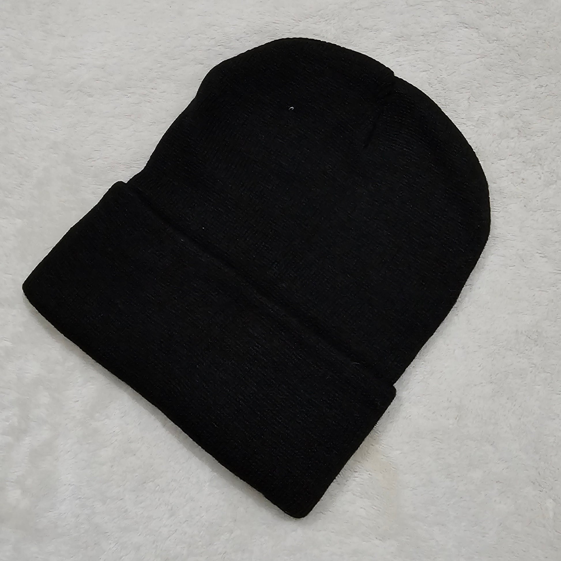 Unisex Embroidered Weed Leaf Beanie | Solid Black with Green Pot Leaf at Front - A Gothic Universe - Beanies