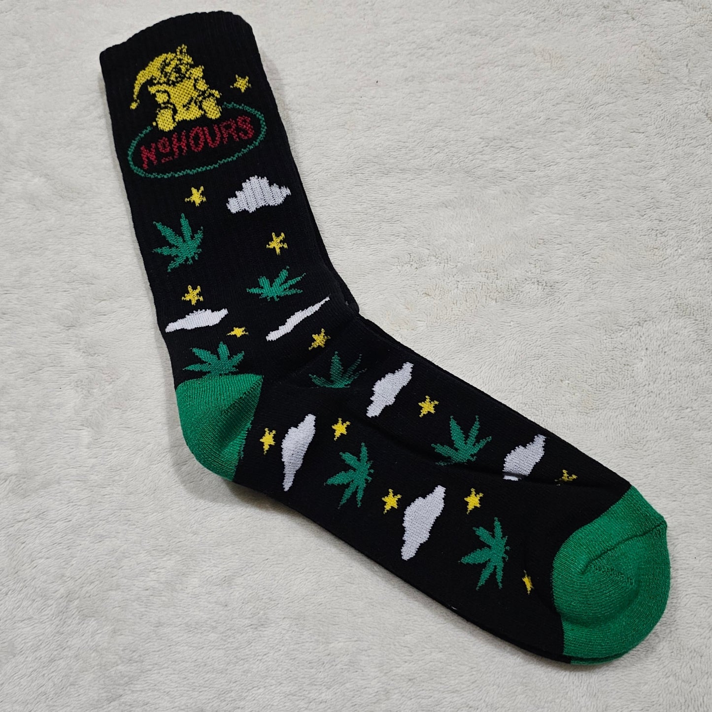 Dream Crew Socks | Black & Green Weed Leaf Graphics - No Hours - Socks