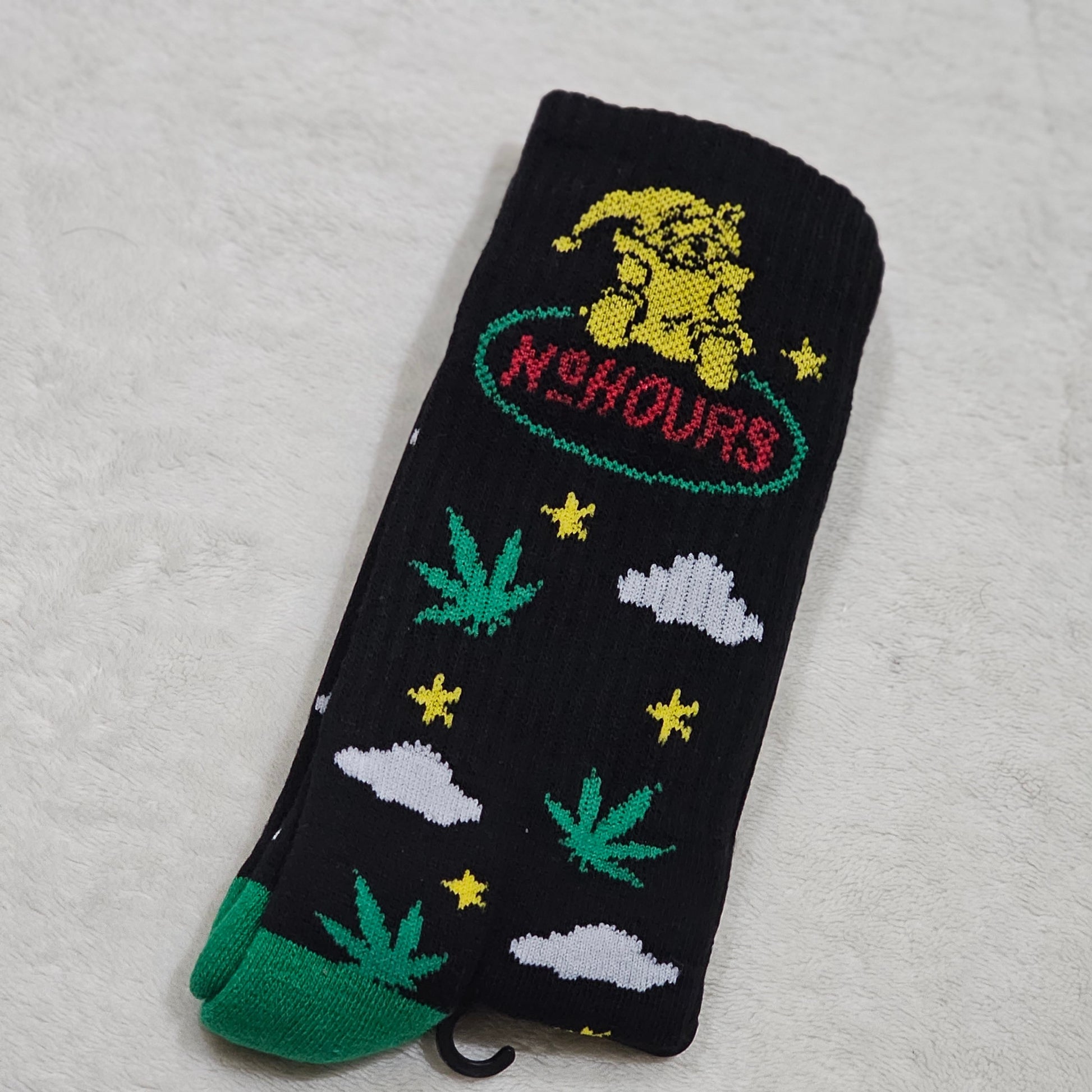 Dream Crew Socks | Black & Green Weed Leaf Graphics - No Hours - Socks