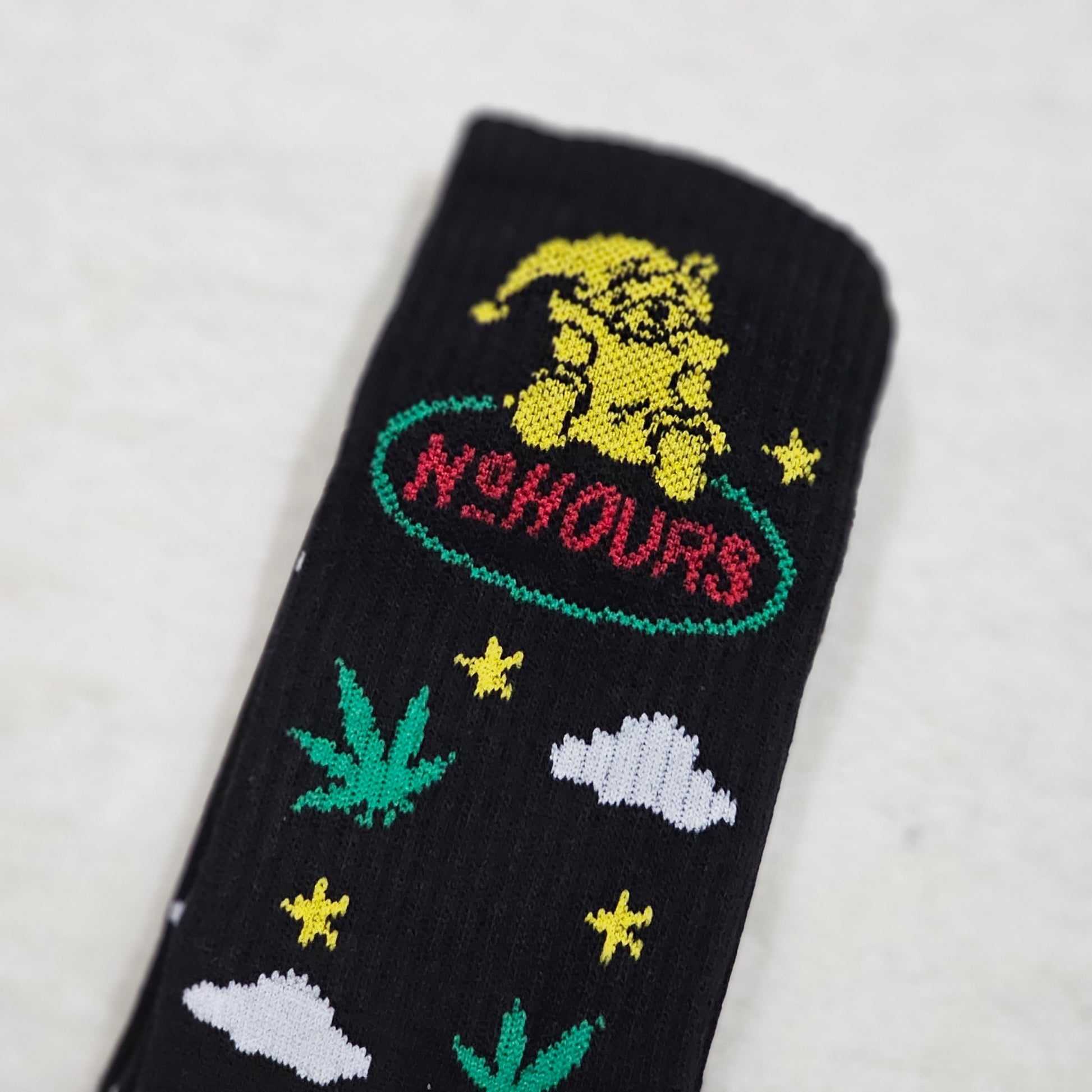 Dream Crew Socks | Black & Green Weed Leaf Graphics - No Hours - Socks