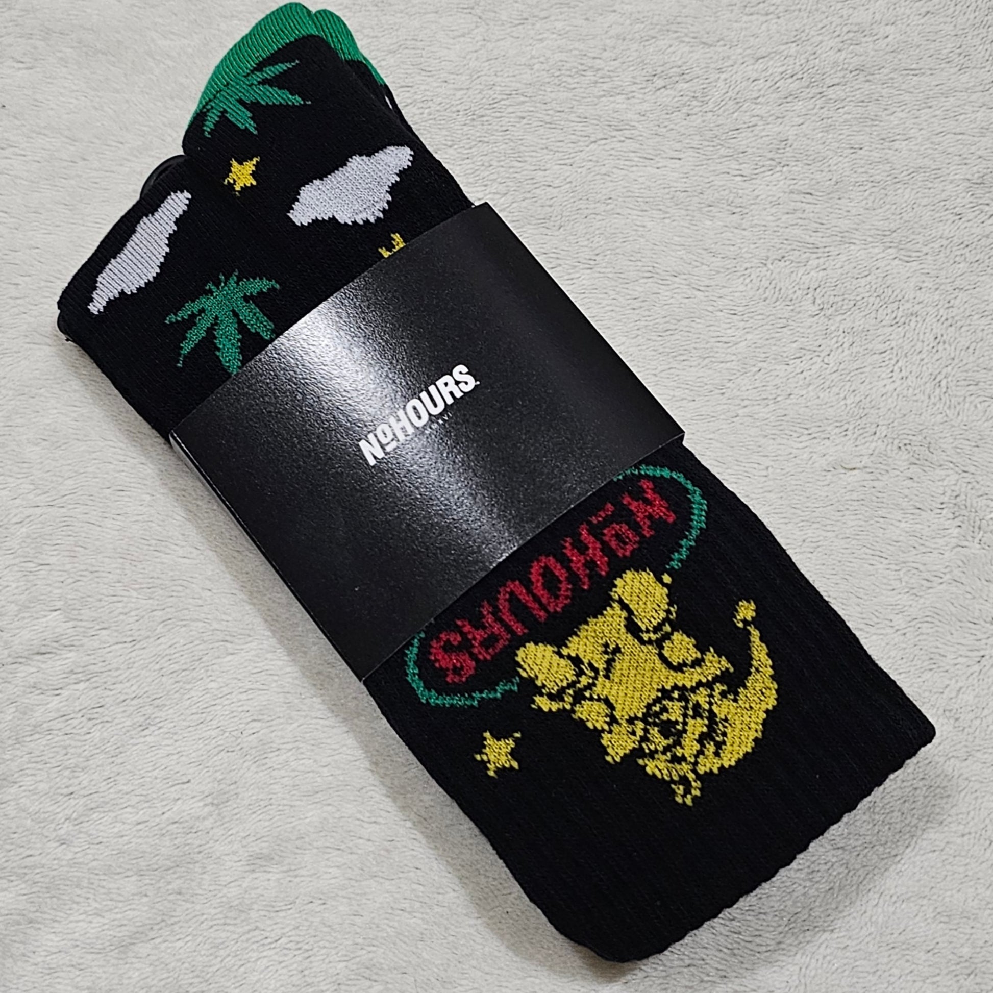 Dream Crew Socks | Black & Green Weed Leaf Graphics - No Hours - Socks