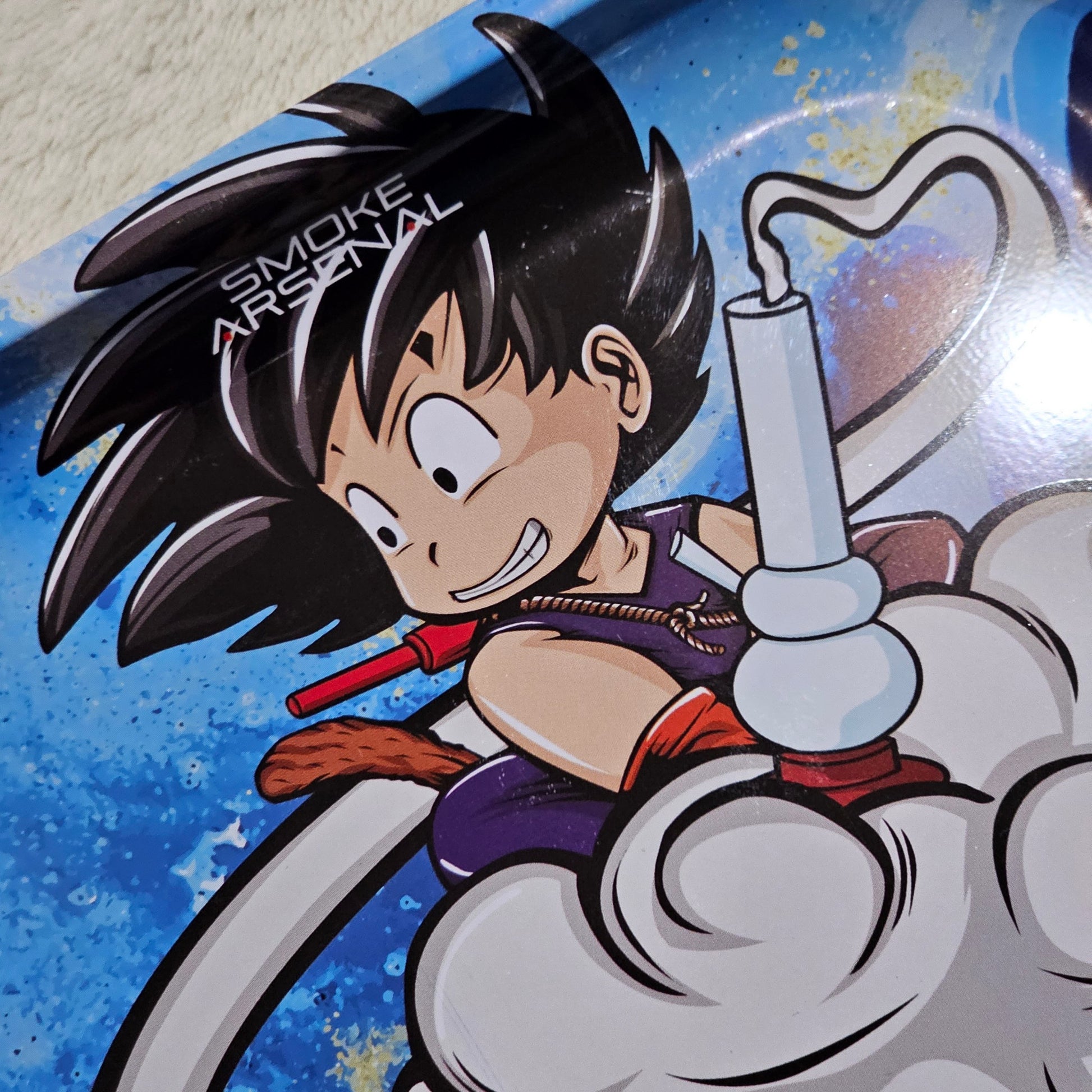 Young Smokie Tray | Bright Blended Colors Curved Edges Goku Graphic - A Gothic Universe - Trays
