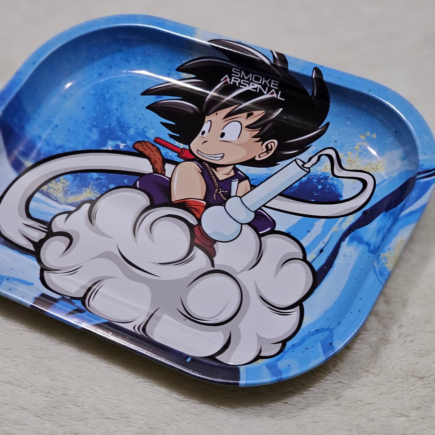 Young Smokie Tray | Bright Blended Colors Curved Edges Goku Graphic - A Gothic Universe - Trays