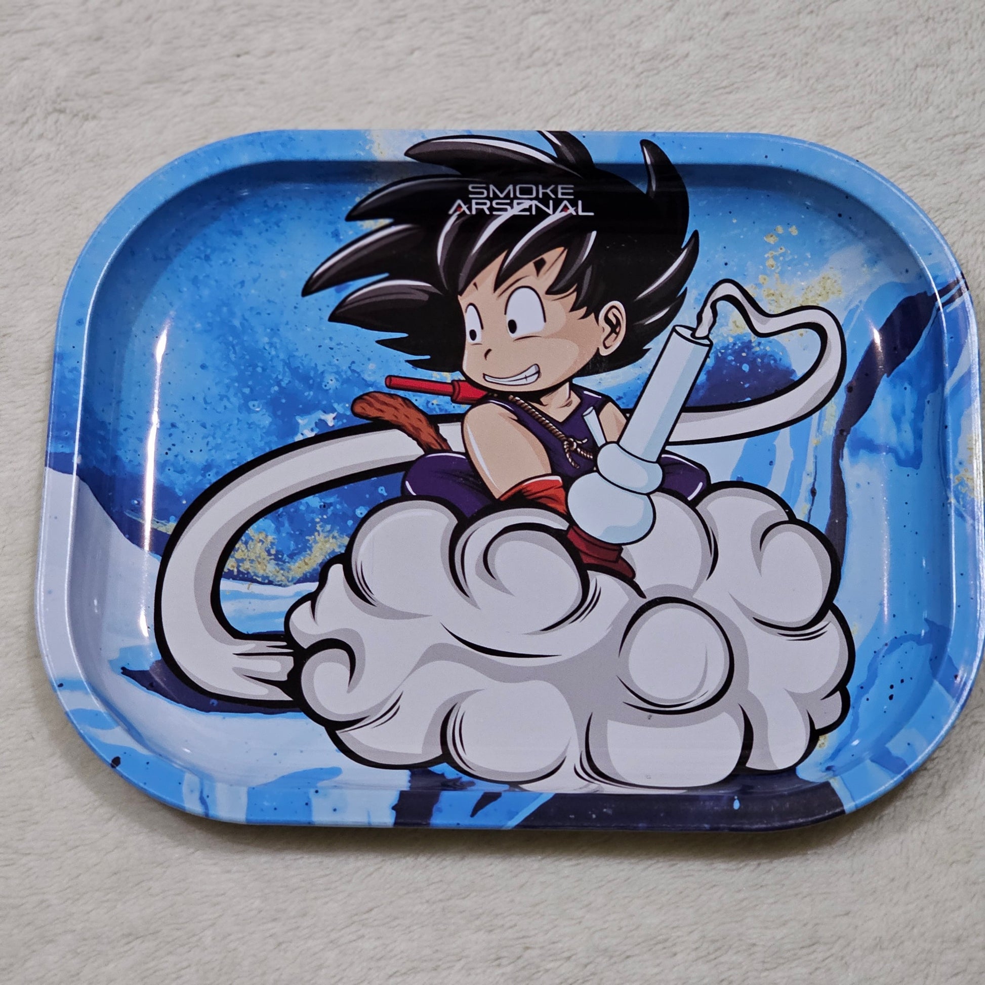 Young Smokie Tray | Bright Blended Colors Curved Edges Goku Graphic - A Gothic Universe - Trays