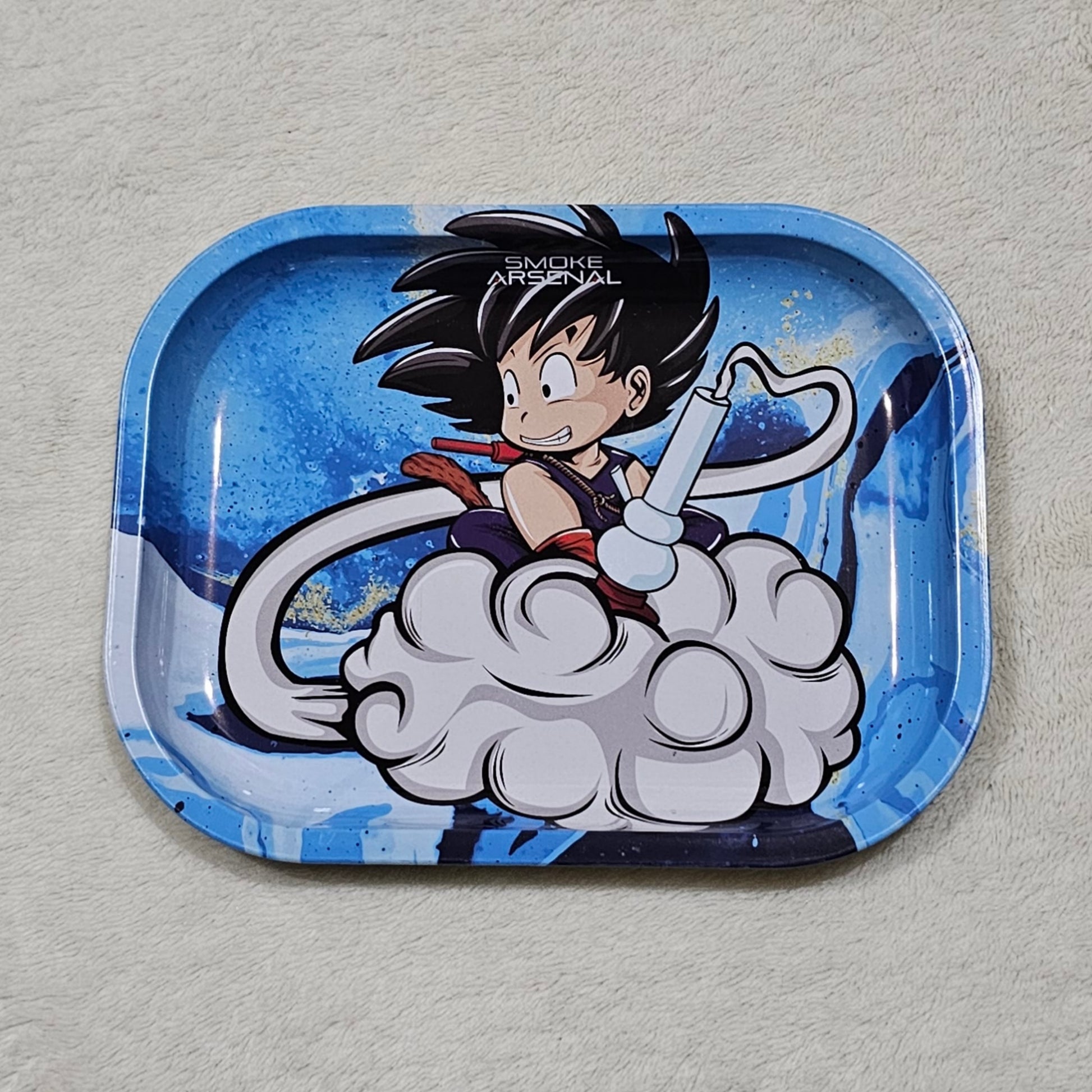 Young Smokie Tray | Bright Blended Colors Curved Edges Goku Graphic - A Gothic Universe - Trays