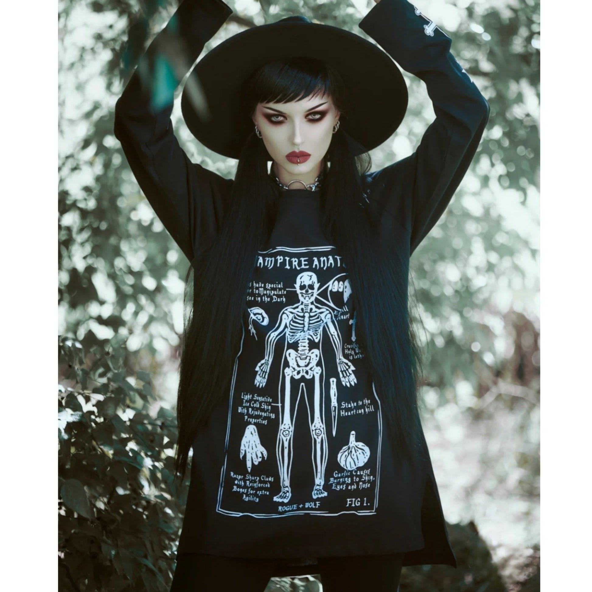 Vampire Anatomy Long Sleeve Tee | Black Oversized 100% Cotton - Rogue + Wolf - Shirts