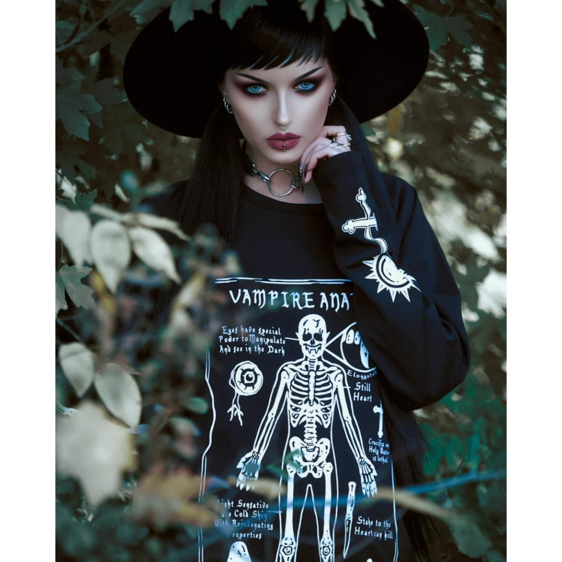 Vampire Anatomy Long Sleeve Tee | Black Oversized 100% Cotton - Rogue + Wolf - Shirts
