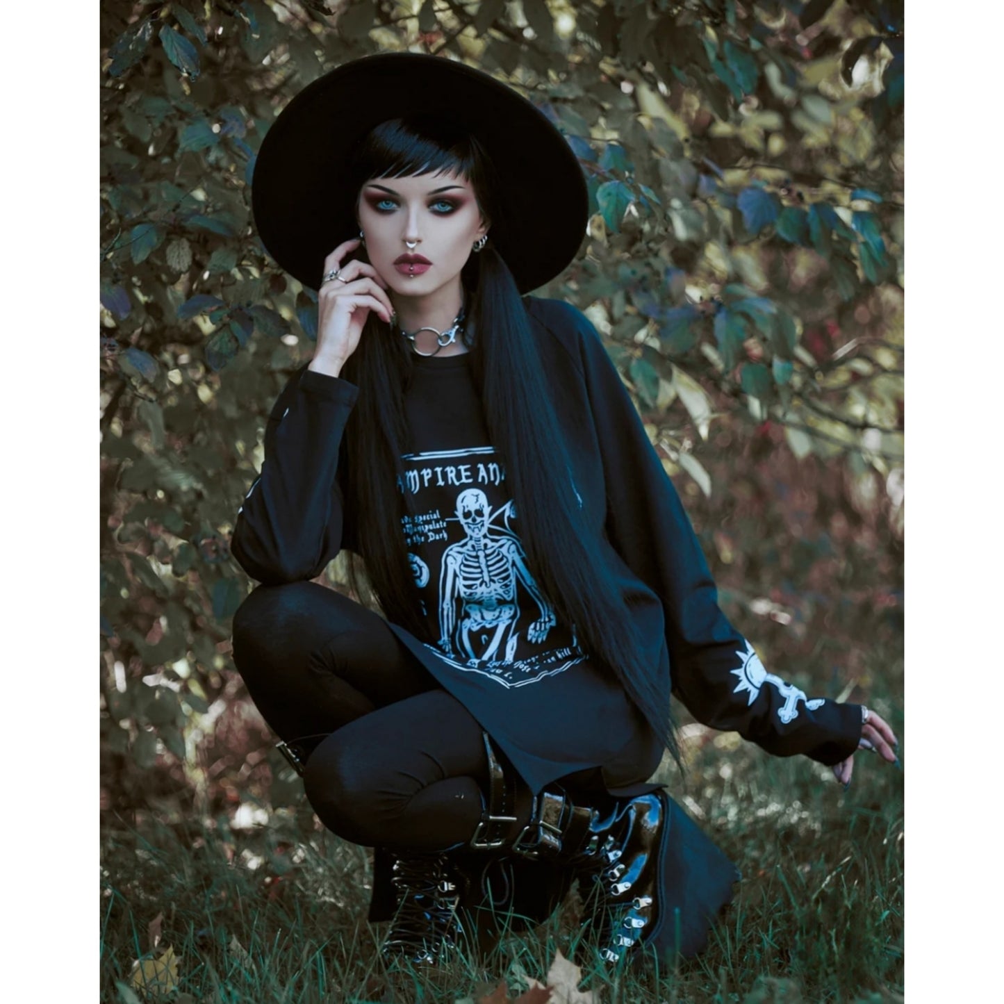 Vampire Anatomy Long Sleeve Tee | Black Oversized 100% Cotton - Rogue + Wolf - Shirts