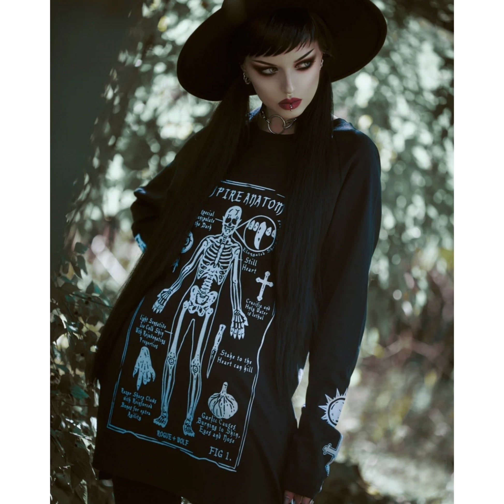 Vampire Anatomy Long Sleeve Tee | Black Oversized 100% Cotton - Rogue + Wolf - Shirts