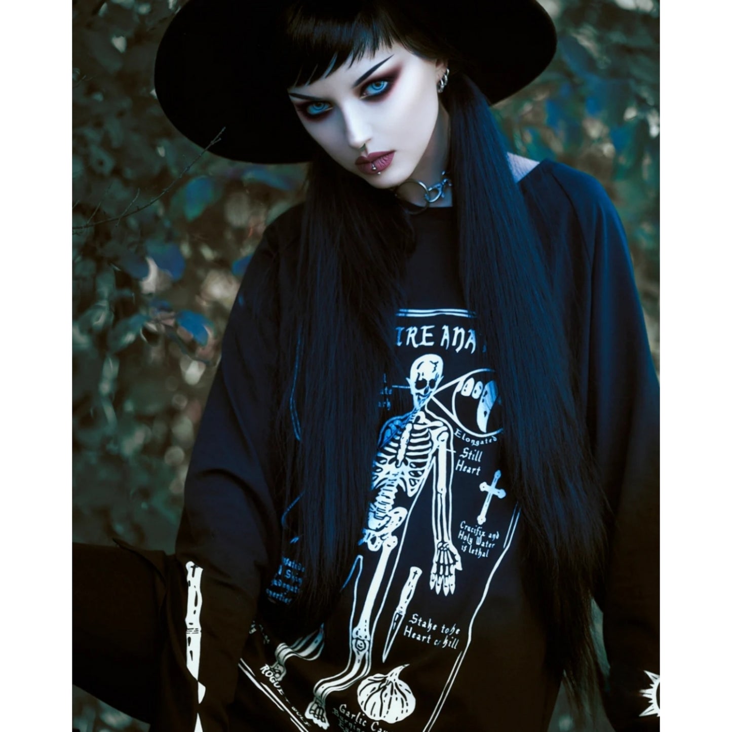 Vampire Anatomy Long Sleeve Tee | Black Oversized 100% Cotton - Rogue + Wolf - Shirts