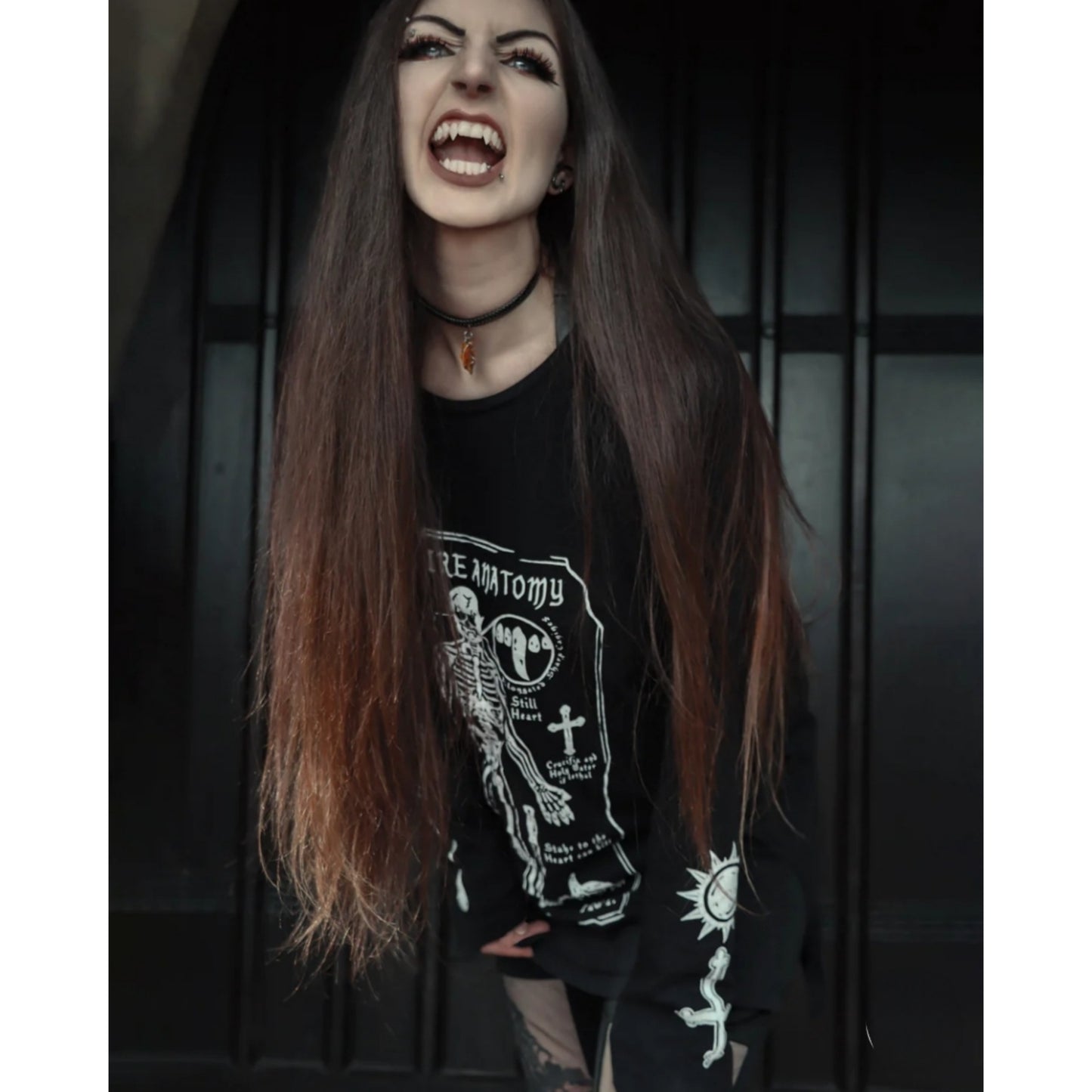 Vampire Anatomy Long Sleeve Tee | Black Oversized 100% Cotton - Rogue + Wolf - Shirts