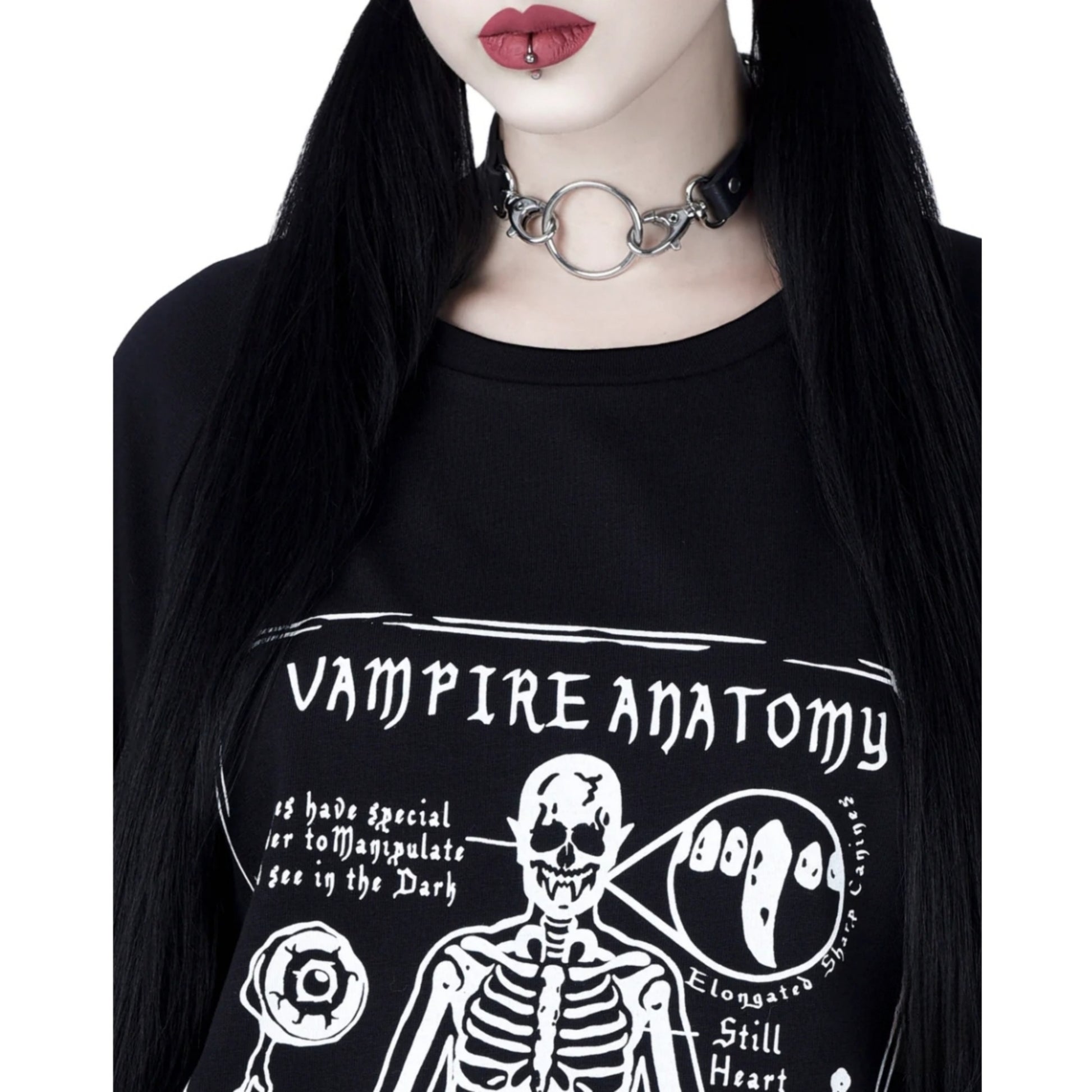 Vampire Anatomy Long Sleeve Tee | Black Oversized 100% Cotton - Rogue + Wolf - Shirts