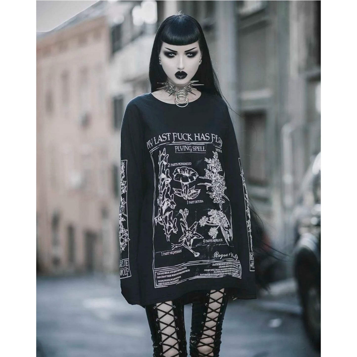 My Last F*ck Has Flown Flying Spell Long Sleeve Tee | Black Cotton - Rogue + Wolf - Shirts