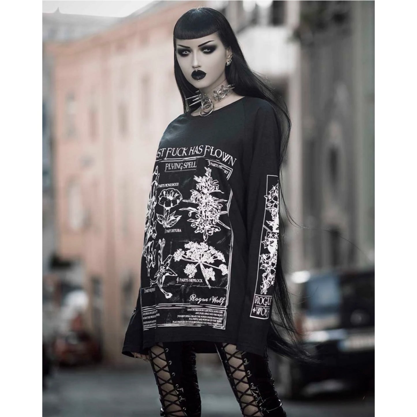 My Last F*ck Has Flown Flying Spell Long Sleeve Tee | Black Cotton - Rogue + Wolf - Shirts