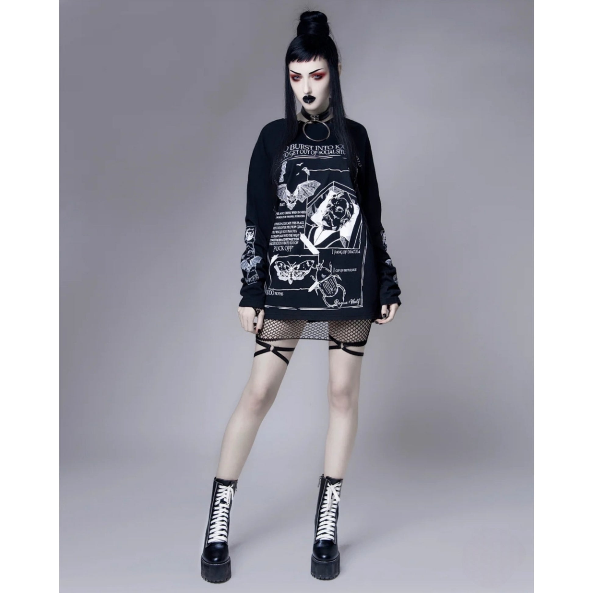 Dramatic Exit Spell - Long Sleeve Tee | Black Oversized 100% Cotton - Rogue + Wolf - Shirts