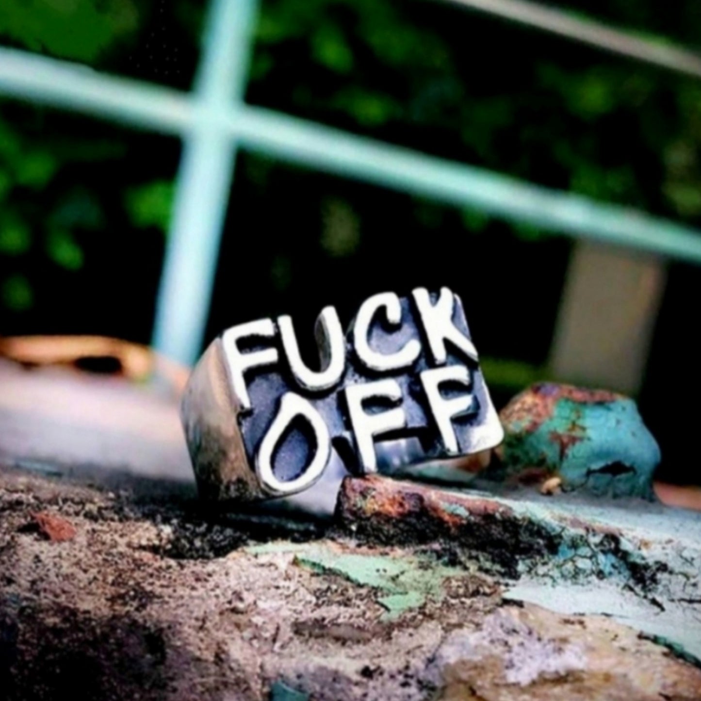 Unisex F*ck Off Ring | Stainless Steel Silver with Black High Quality - A Gothic Universe - Rings