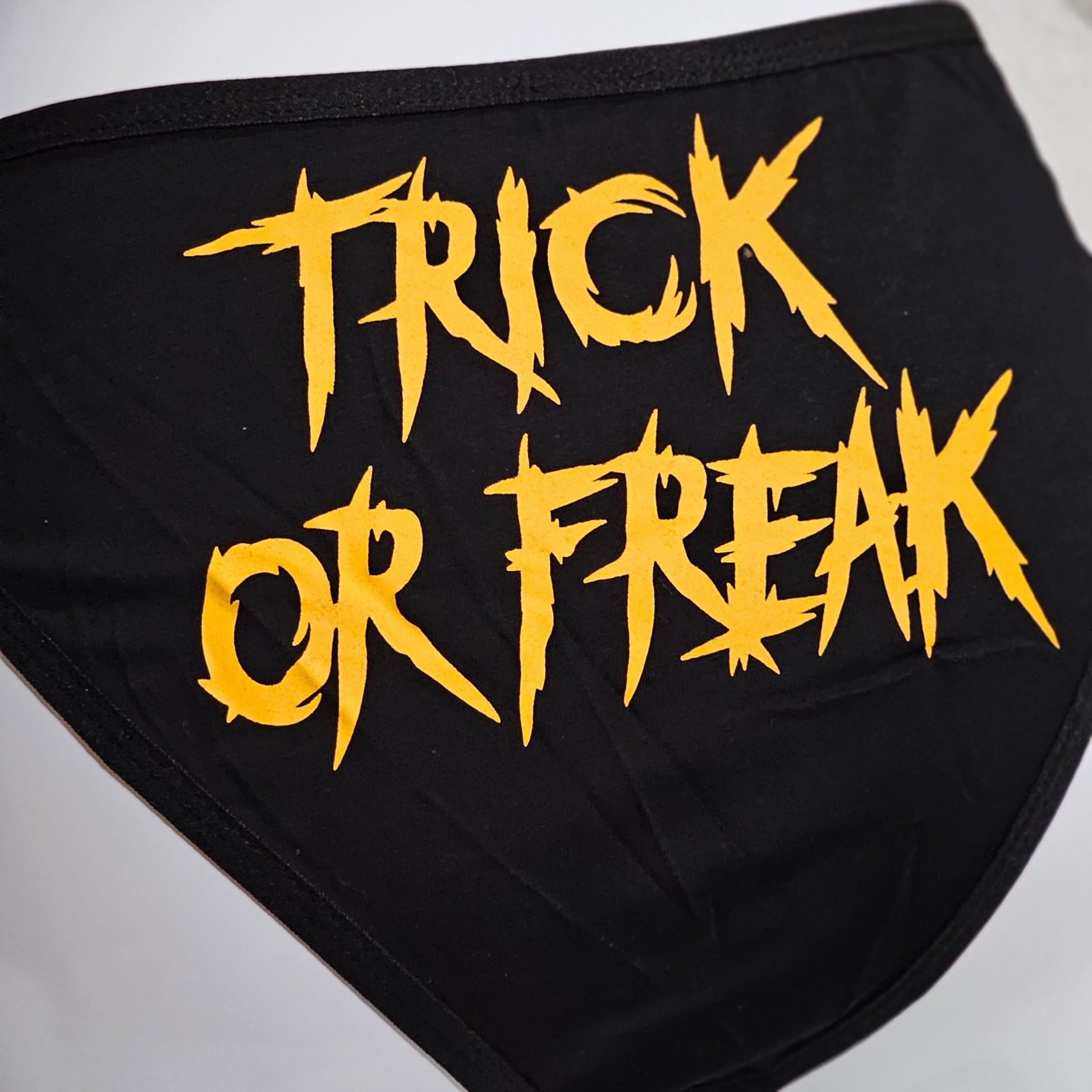 Freaky Strappy Bra & Panty Set | Gothic Black & Orange Creepy Graphics Cotton Blend - Trickz N Treatz - Bra & Panty