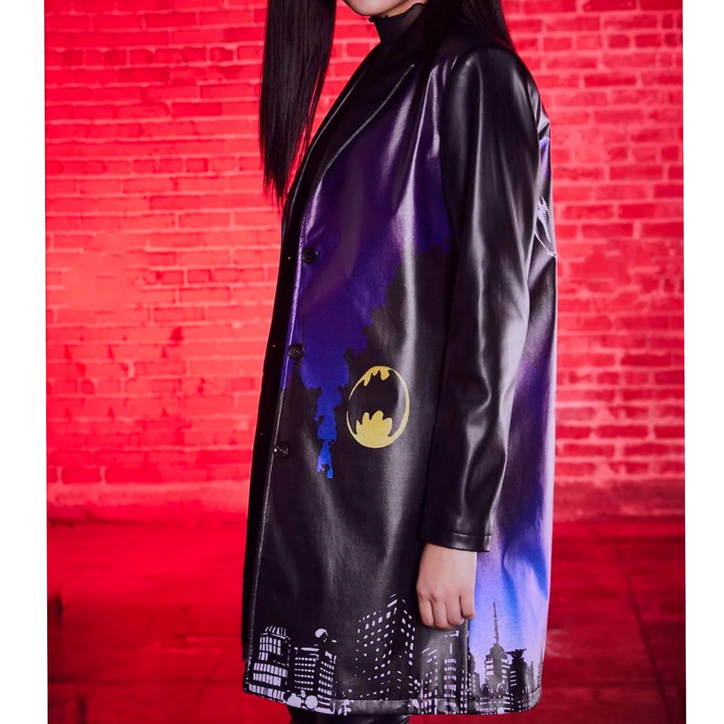 Novelty Batman Trench Coat | Black Vegan Leather - DC Comics - Coats