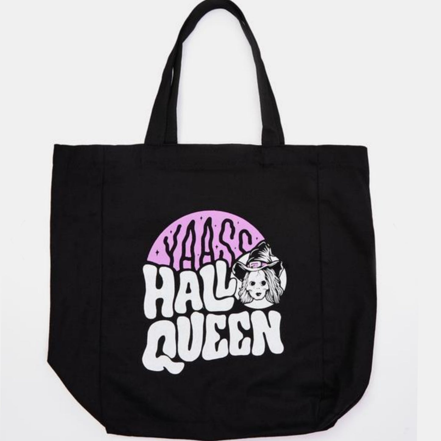 Queen Witch Tote Bag | Black Purple Witchy Graphic Cotton - Too Fast - Tote Bags