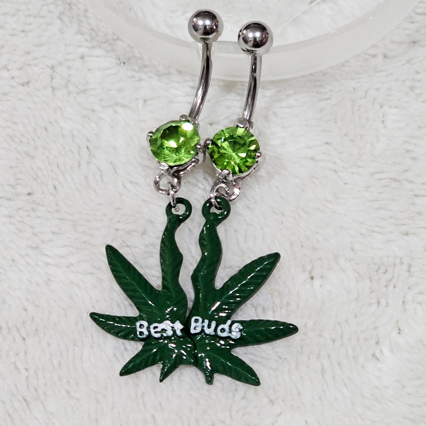 Navel Belly Rings | Best Buds Green Crystal Set of 2 - A Gothic Universe - Navel Rings