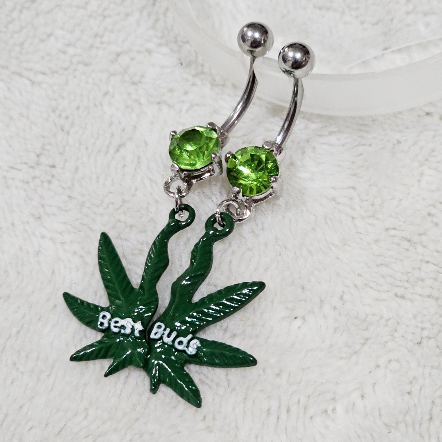 Navel Belly Rings | Best Buds Green Crystal Set of 2 - A Gothic Universe - Navel Rings