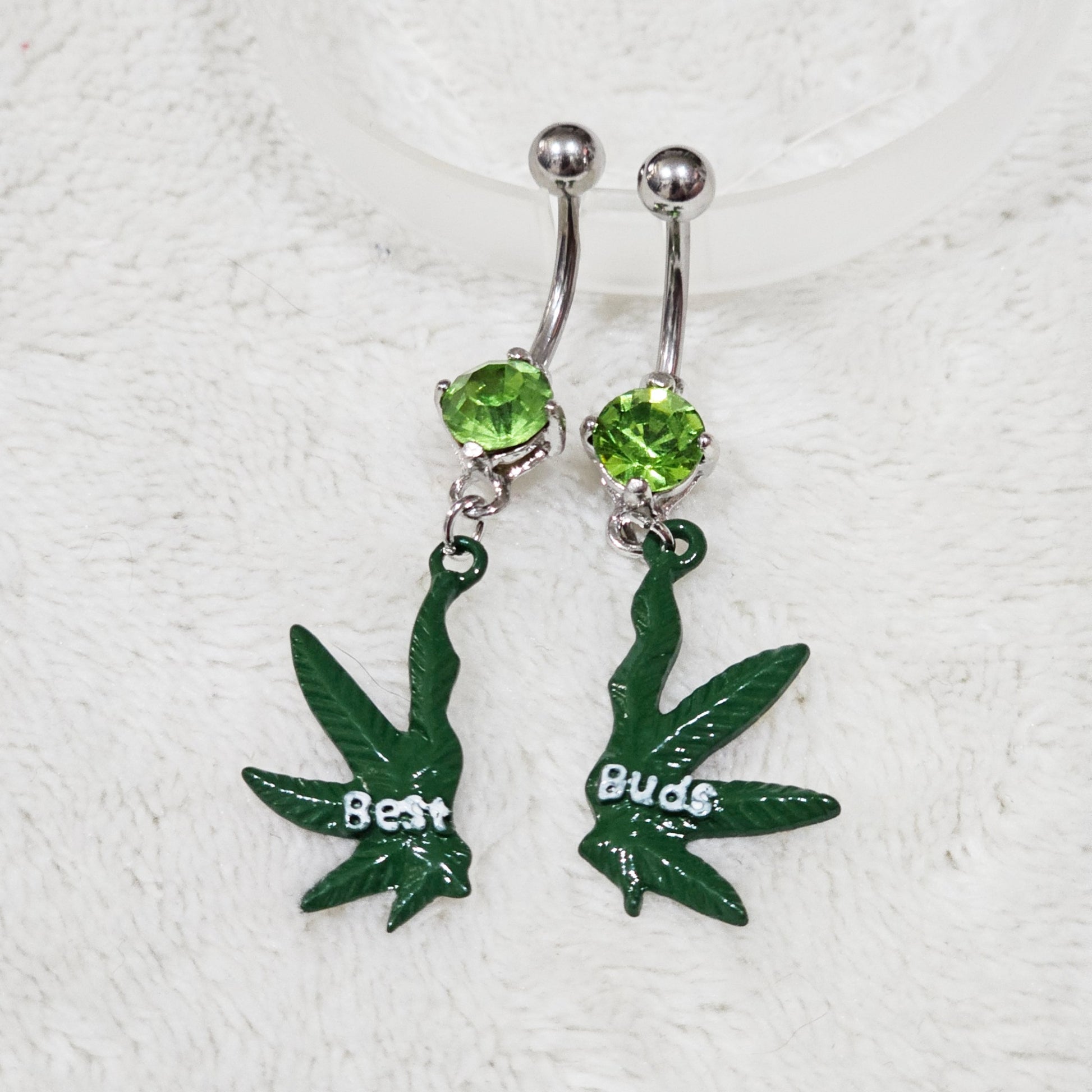Navel Belly Rings | Best Buds Green Crystal Set of 2 - A Gothic Universe - Navel Rings