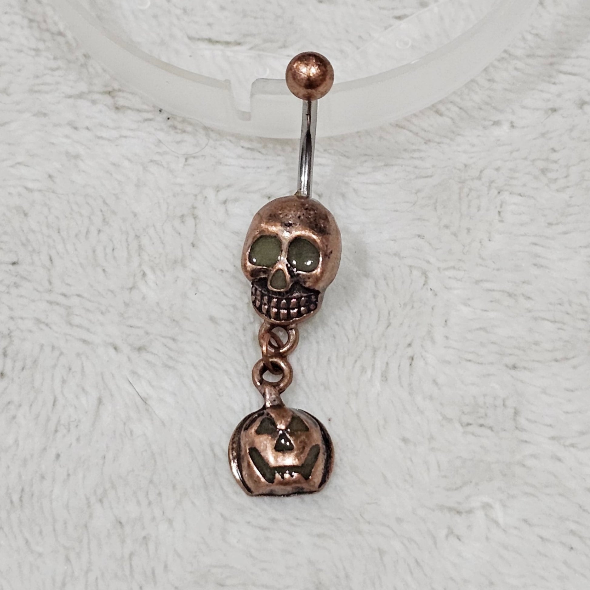 Body Jewelry | Glow-in-the-dark Skull Dangle Navel Ring - Painful Pleasures - Navel Rings