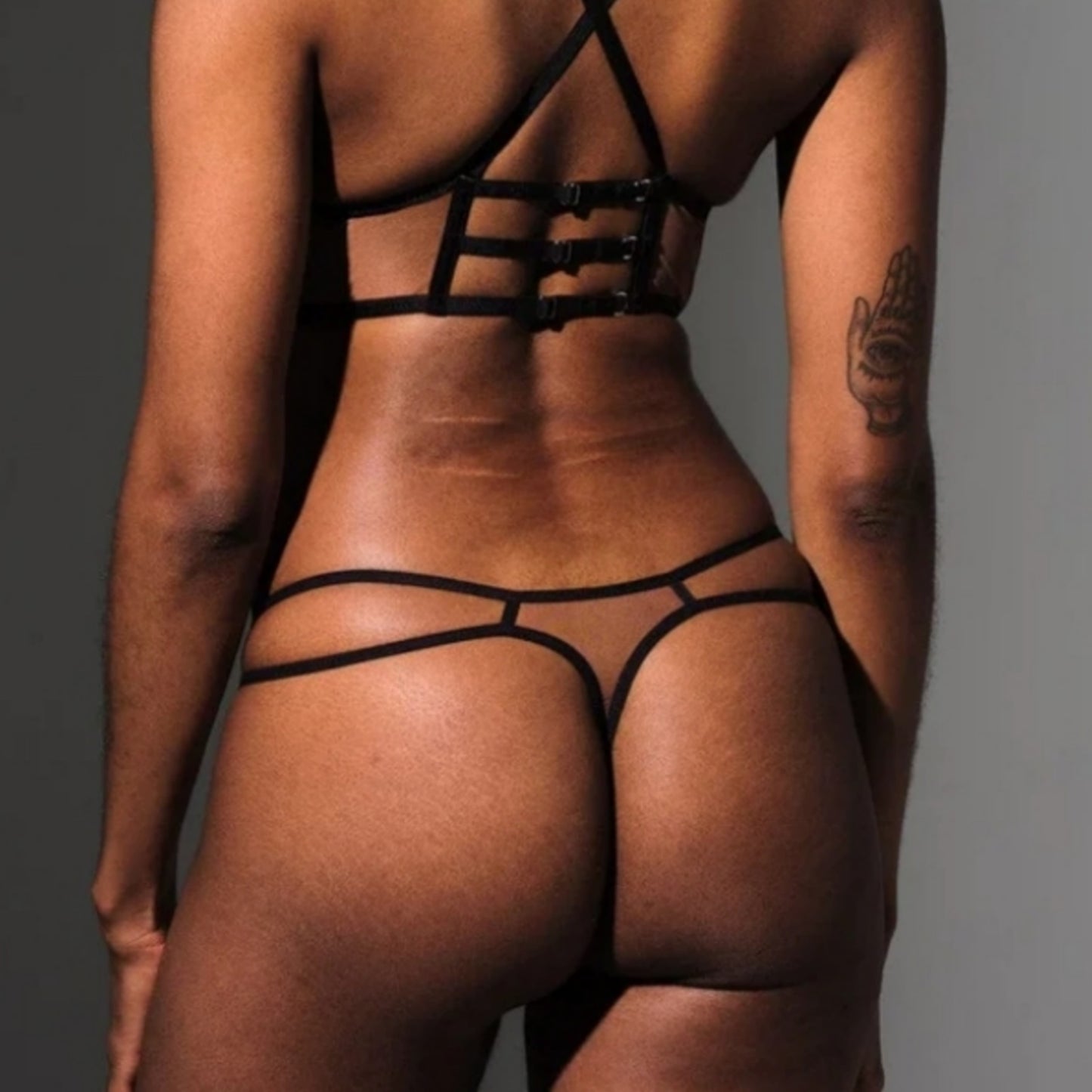 Medusa Thong Panty | Doubled Black Straps Embroidered Snakes On front - Thistle and Spire - Panties
