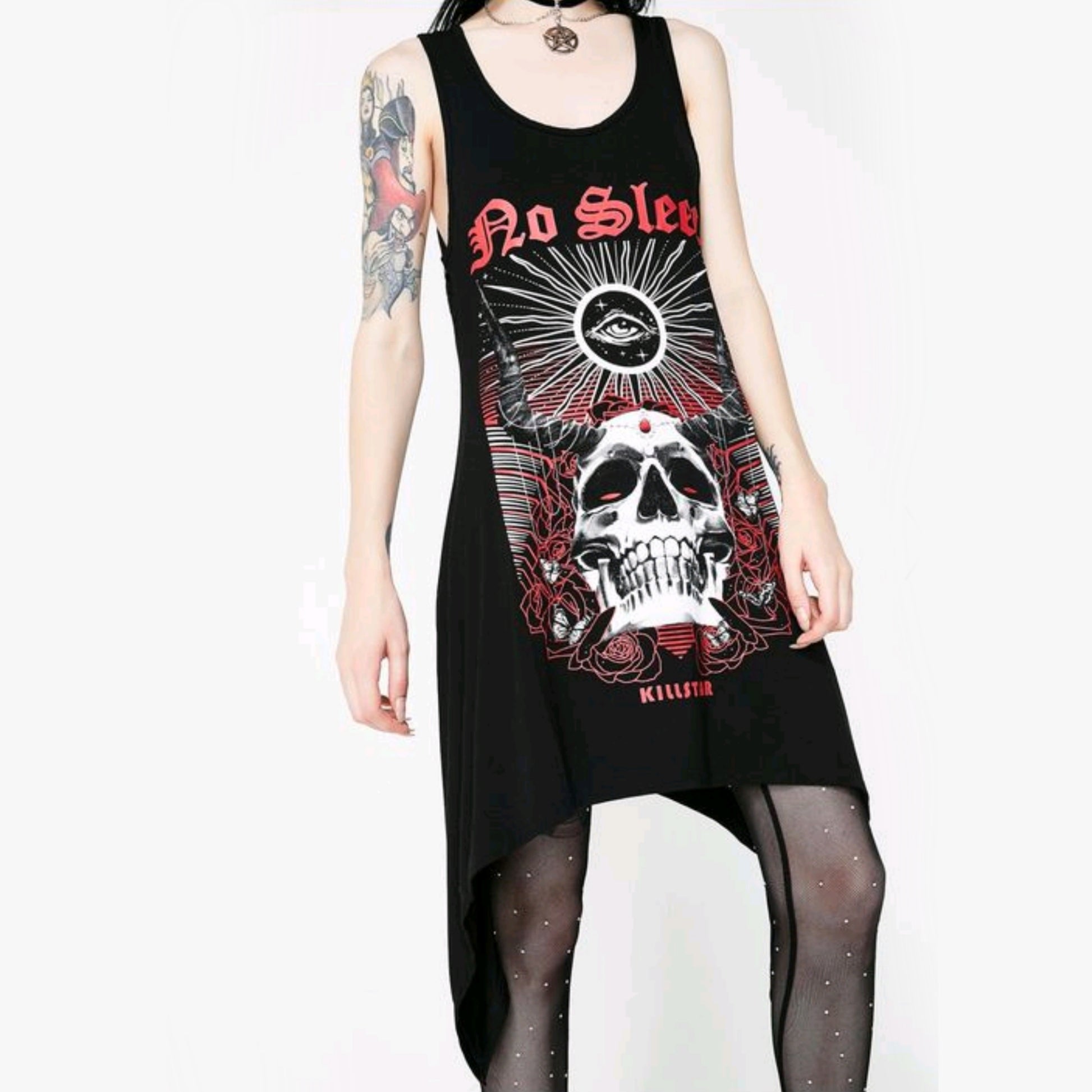 Shark Bite Hem Dress | No Sleep | Decadence Gothic Black Vest Dress - Killstar - Dresses