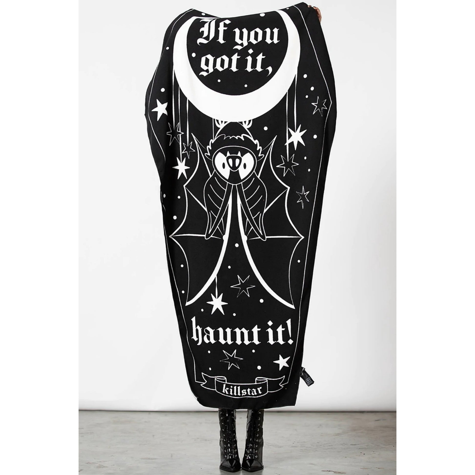 Haunt It Beach Towel | Extra Large Black Coffin Shaped Fast Drying - Killstar - Beach Towels