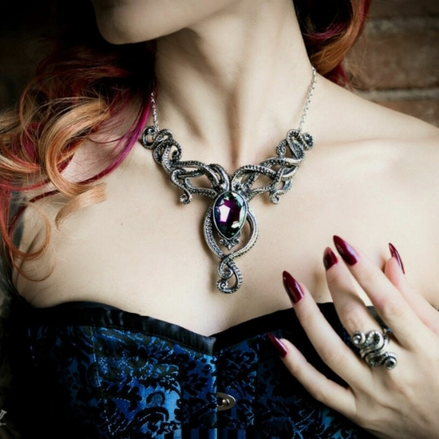 Kraken Necklace | Volcano Effect Austrian Crystal - Alchemy Gothic - Necklaces