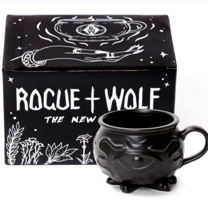 Witch Cauldron Mug | Black Porcelain Dishwasher/Microwave Safe - Rogue + Wolf - Cups