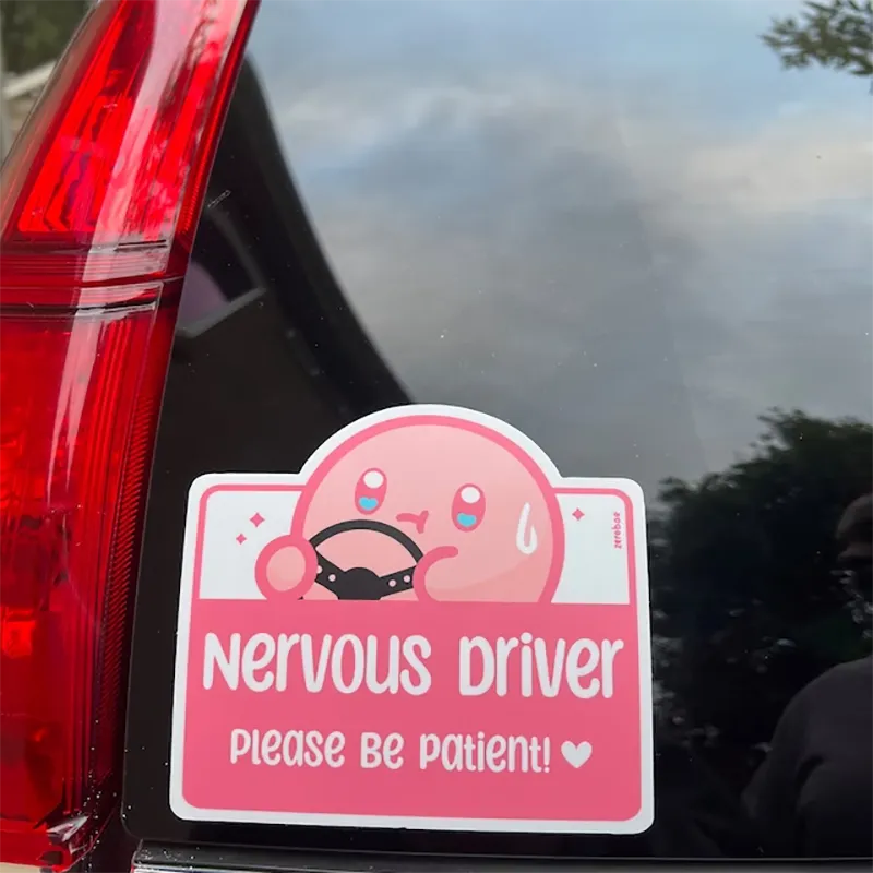 Nervous Driver Decal | Pink Kirby | Weatherproof Car Sticker - A Gothic Universe - Decals