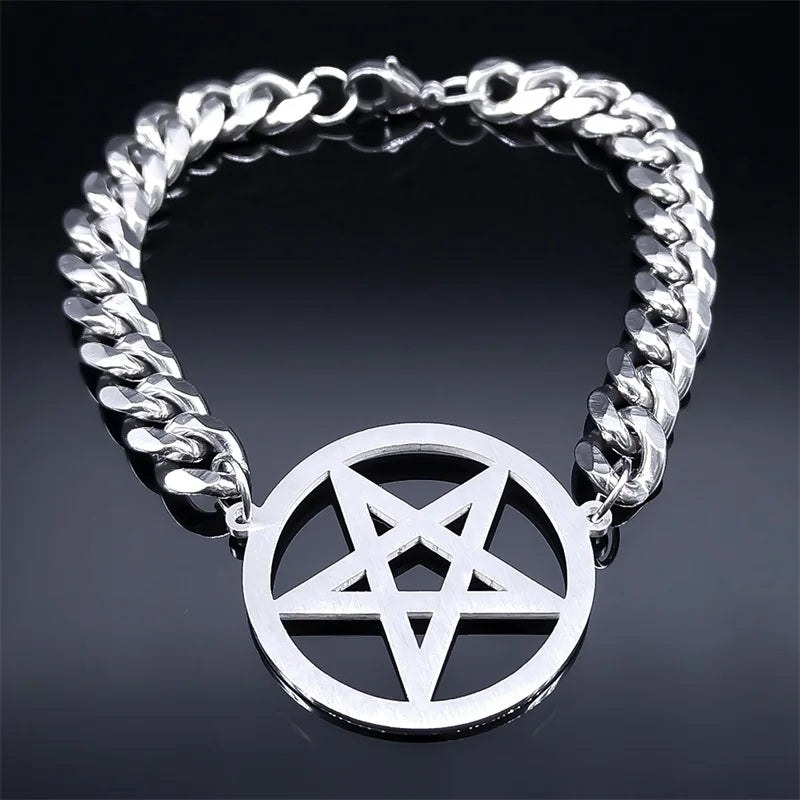 Shadow Sentinel Pentacle Bracelet | Wear the Shadows, Embrace the Protection - A Gothic Universe - Bracelets