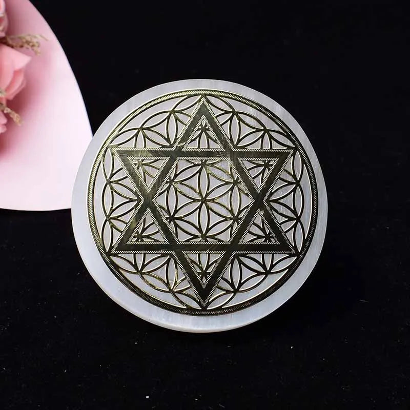 Natural Selenite Charging Plate | Seven Graphic Styles - A Gothic Universe - Crystals