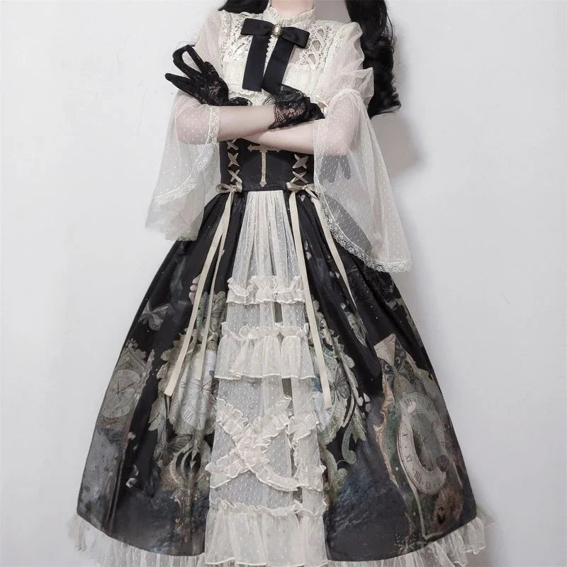 Gothic Garden Whispers Blouse | Whispers of Elegance, Echoes of Kawaii - A Gothic Universe - Tops