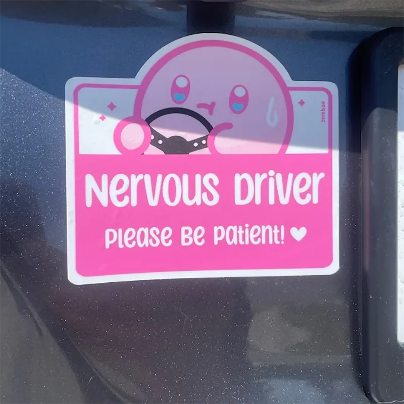 Nervous Driver Decal | Pink Kirby | Weatherproof Car Sticker - A Gothic Universe - Decals