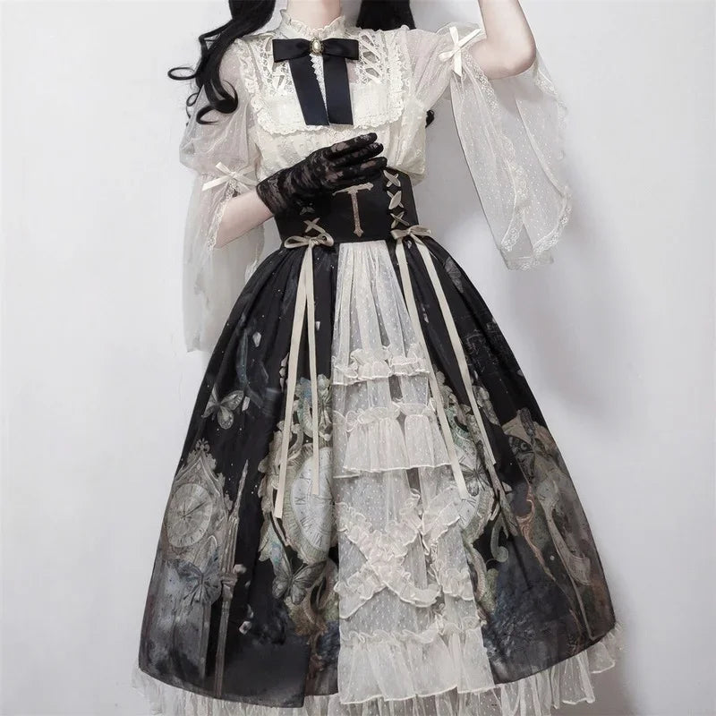 Gothic Garden Whispers Blouse | Whispers of Elegance, Echoes of Kawaii - A Gothic Universe - Tops