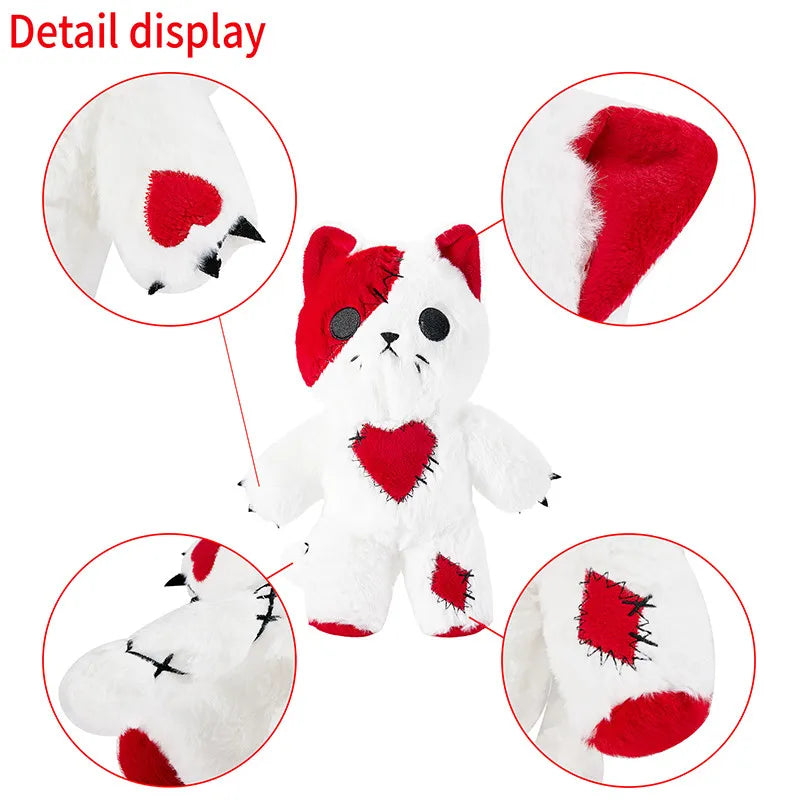 Crimson Kitty Plushie | Punk Passion, Stitched in Red and Pink - A Gothic Universe - Plushies