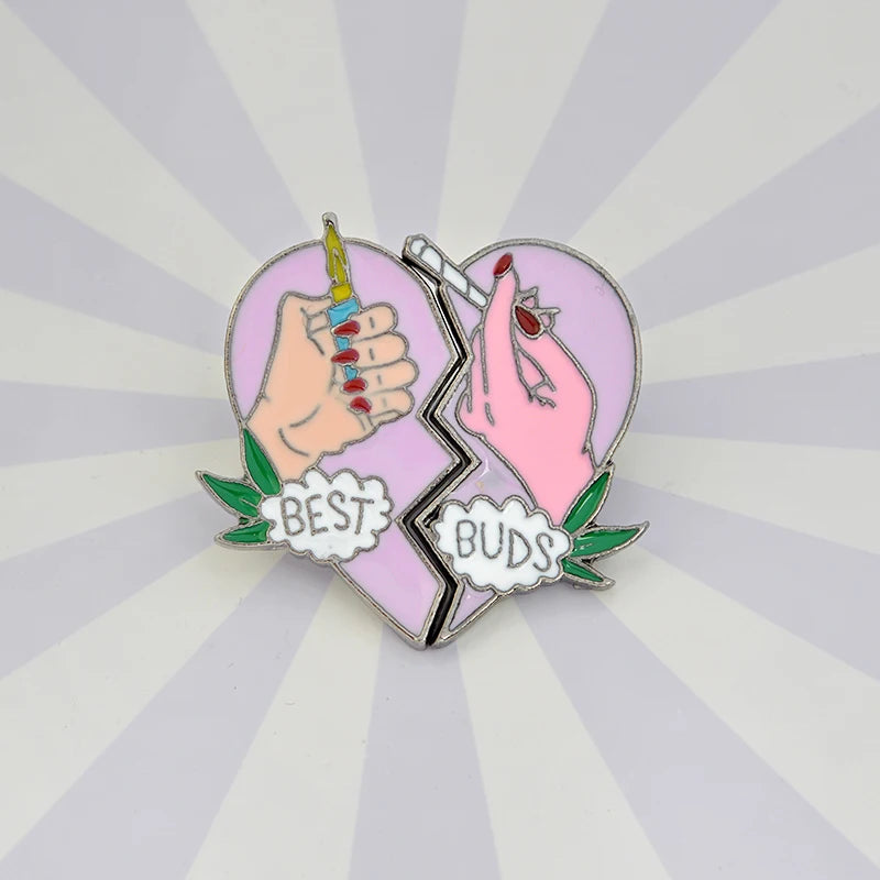 Best Buds Broken Hearts Brooch Pins Set - A Gothic Universe - Lapel Pins