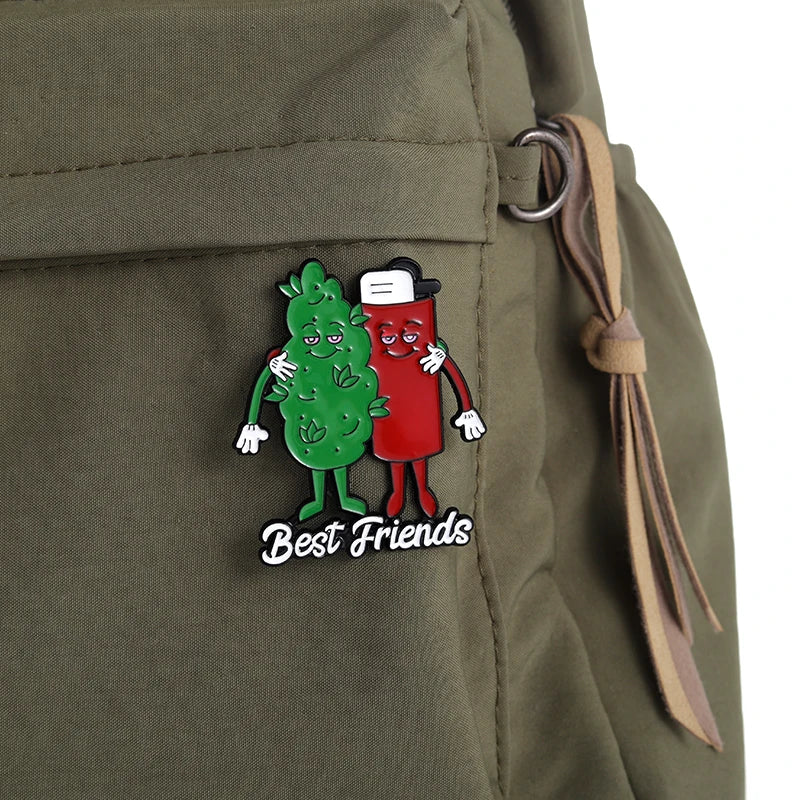 Best Friends Weed Leaf Lighter Partner Pin - A Gothic Universe - Lapel Pins