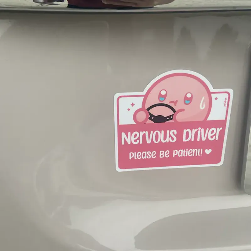 Nervous Driver Decal | Pink Kirby | Weatherproof Car Sticker - A Gothic Universe - Decals
