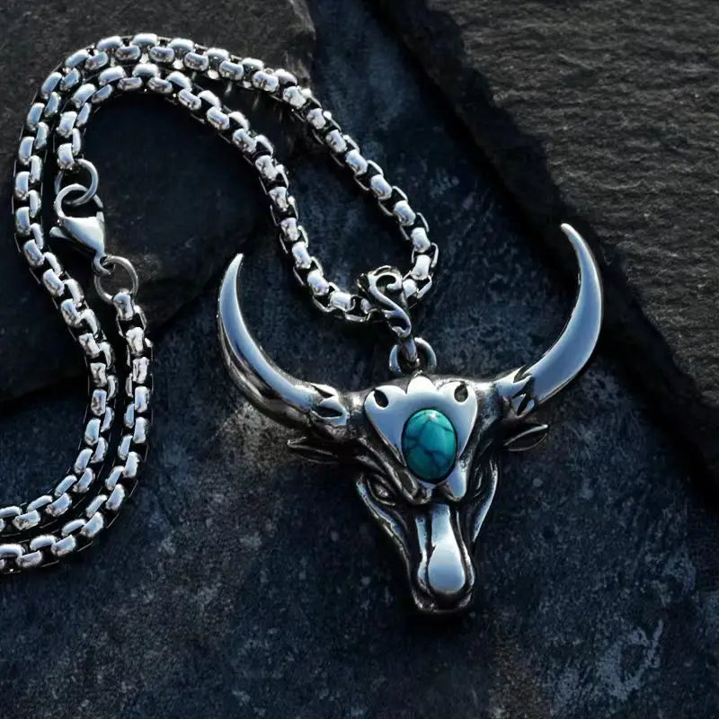 MysticBull Turquoise Skull Pendant | Unearth the Darkness - A Gothic Universe - Necklaces
