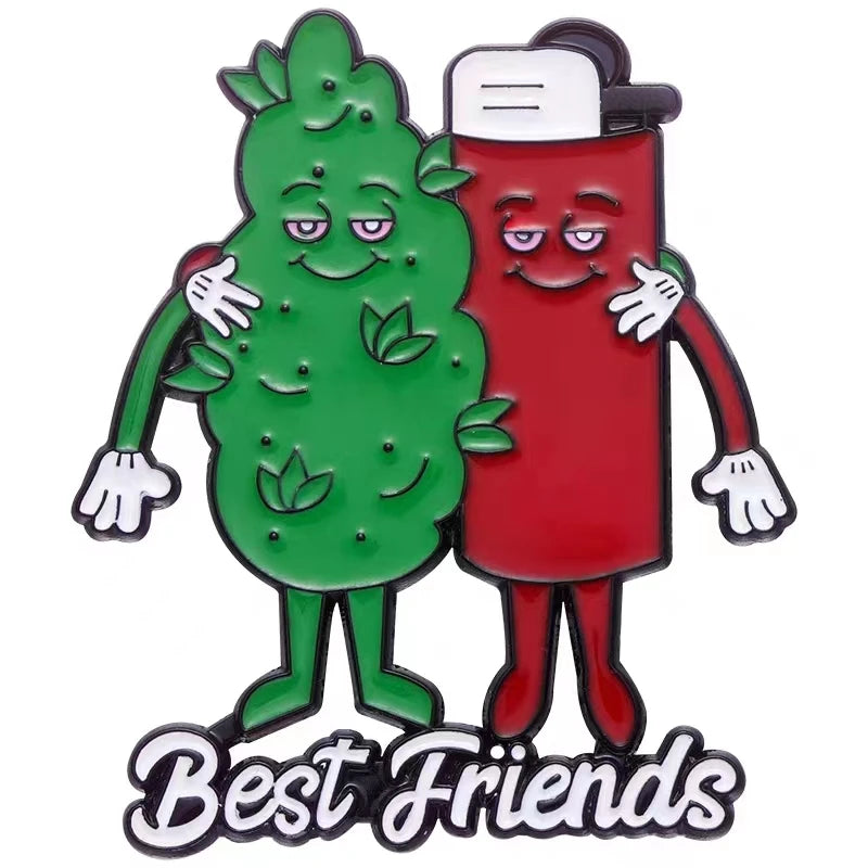 Best Friends Weed Leaf Lighter Partner Pin - A Gothic Universe - Lapel Pins