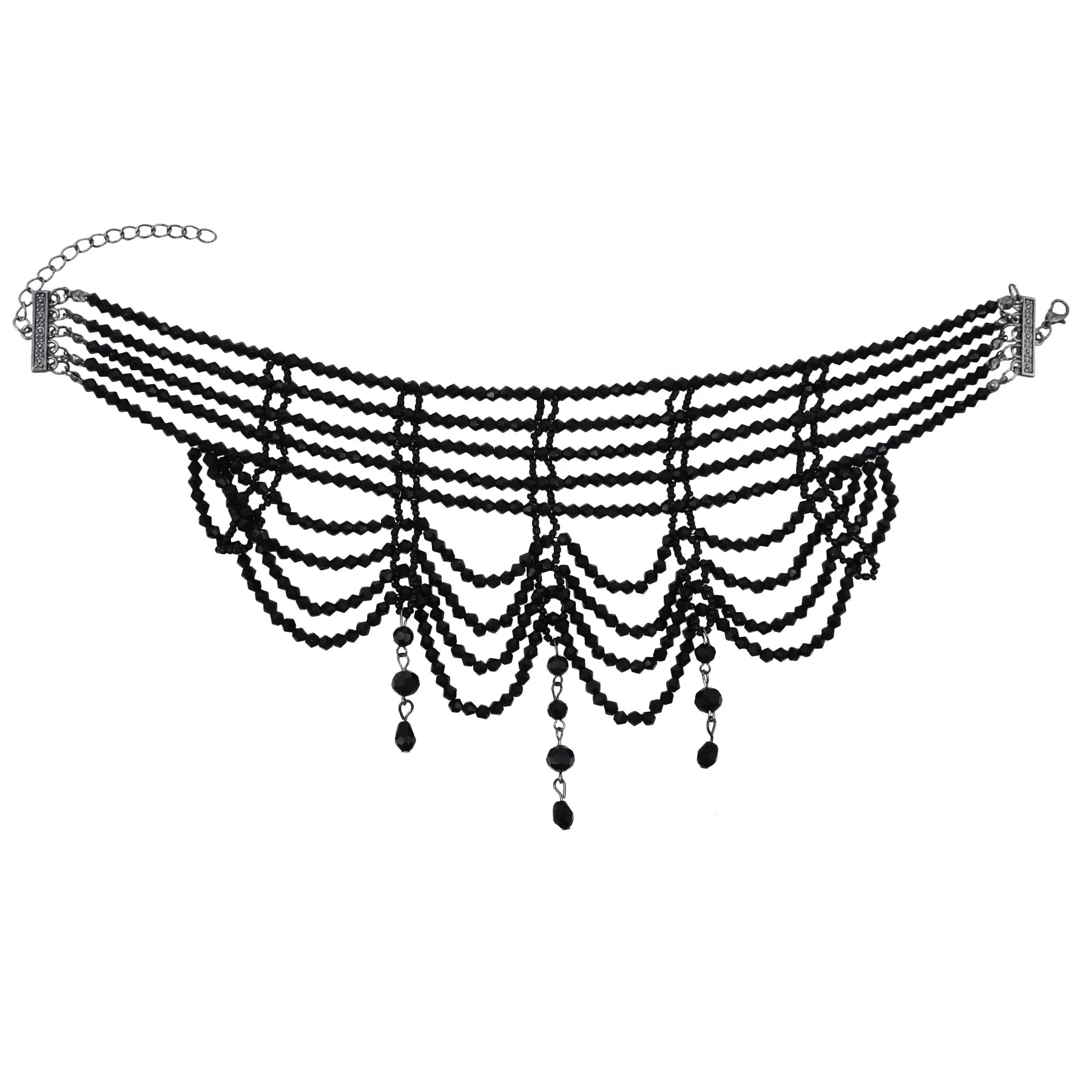 Midnight Elegance Crystal Bib Necklace | Dance in Victorian Shadows, Shine in Nightfall - A Gothic Universe - Necklaces
