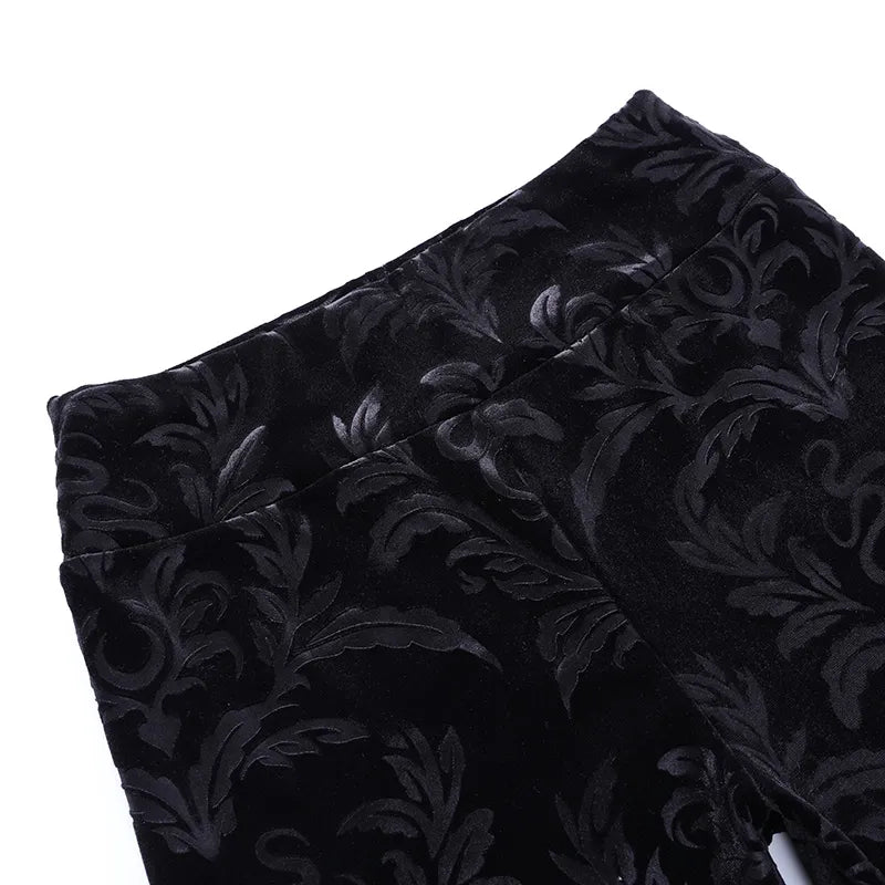 Midnight Filigree Velvet Darkness Pants | Wrap Yourself in Shadows, Embrace the Night - A Gothic Universe - 