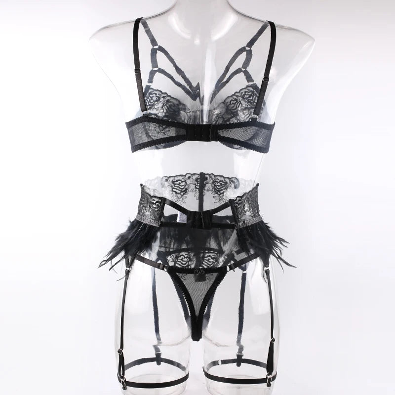 ShadowWhisper 3-Piece Satin Lingerie Set | Embrace the Night - A Gothic Universe - Lingerie