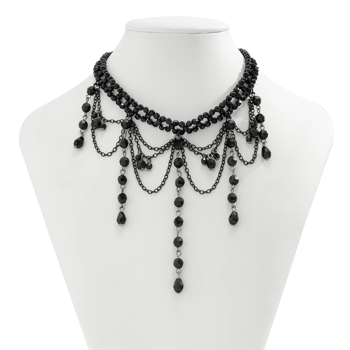 Obsidian Cascade Choker | Adorn Your Neck, Embrace the Shadows - A Gothic Universe - Necklaces
